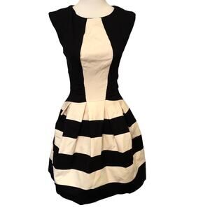 Eva Franco Cream Black Striped Dress Size 0